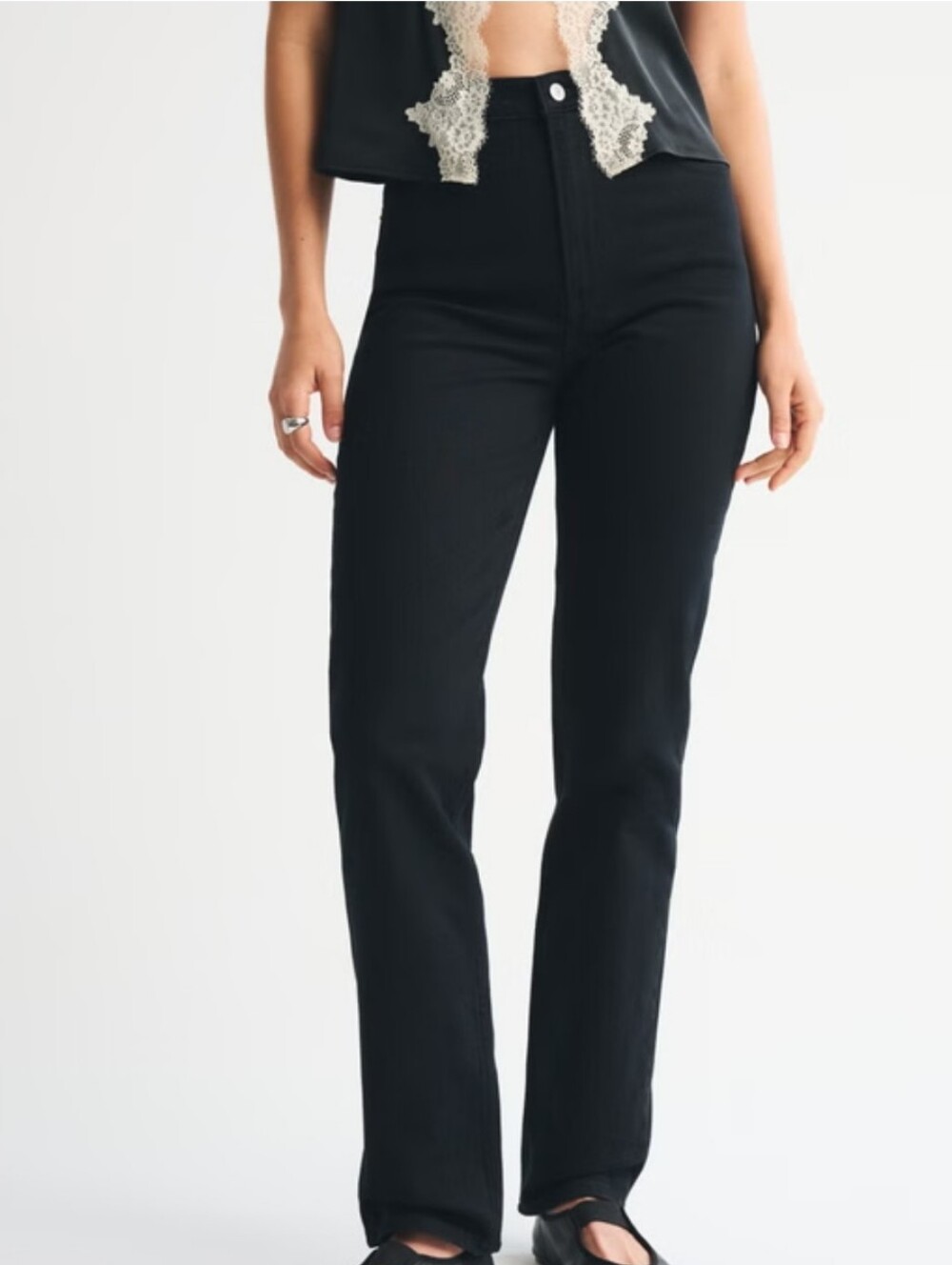 NWT Abercrombie & Fitch Ultra High Rise '90s Straight Jeans Sz 27 4L Black - Picture 2 of 14